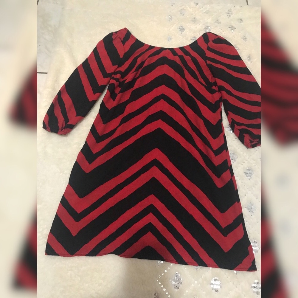 Stripped red and black long sleeve dress